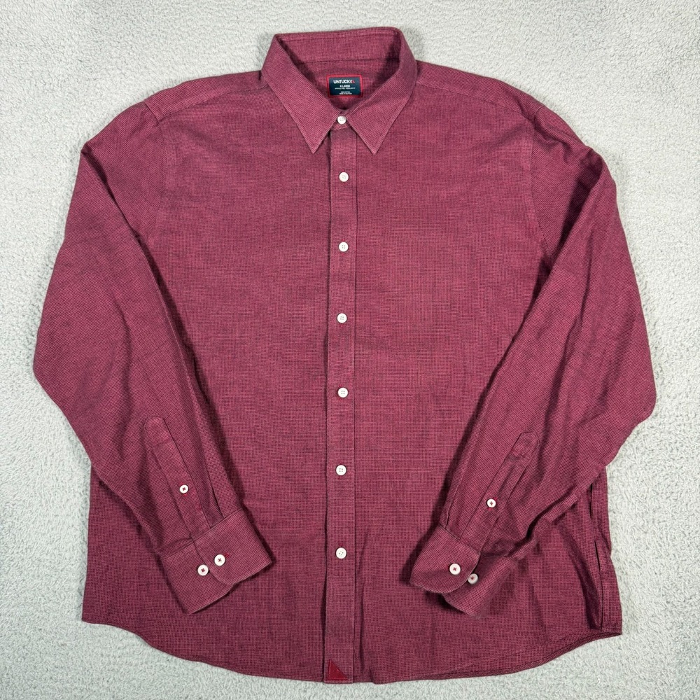 Untuckit Shirt Mens XL Maroon Blackberry Button Up Veneto Wrinkle Free Regular